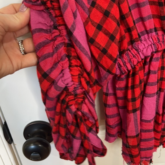 FREE PEOPLE | pacific dawn pink plaid cinched waist top small NWT - Picture 12 of 16